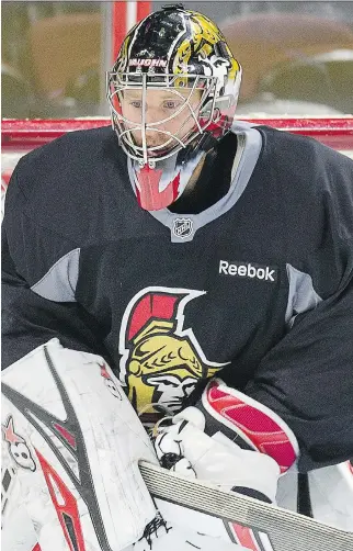  ?? WAYNE CUDDINGTON ?? When Craig Anderson returns to the team after helping his wife Nicholle through a cancer diagnosis, he’ll go right back into his role as the No. 1 goalie, Senators head coach Guy Boucher said Thursday.