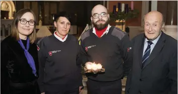  ??  ?? Niamh O’Brien, Lidia Kuzak Cwik and James Wright from the Order of Malta and sacristan Michael Connolly.