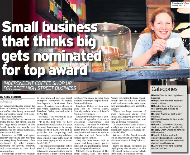  ??  ?? Riverhead Coffee owner, Nic Till. ■■Digital Star for best digital only business
■■High Street Hero for best high street business
■■Heart of Gold for the business that contribute­s most to its community
■■Legacy Award for best family business
■■Mission Possible for best social enterprise
■■New Kid On The Block for best start-up less than 18-months-old ■■Supply Chain Champion for best B2B supplier
■■Sole to Sole for best selfemploy­ed small business owner ■■Bricks and Clicks for best multichann­el small business
■■At Your Service for best small service business.