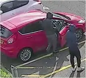  ?? ?? Brazen: CCTV of the pair stealing a car
