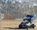  ?? FILE PHOTO – ONEIDA DAILY DISPATCH ?? Fans fill the bleachers to watch a sprint car race on opening day at Utica-Rome Speedway in Vernon on Sunday, April 23, 2017.