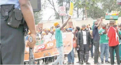  ??  ?? Members of the #Revolution­now protesting over lack of basic amenities in Nigeria during the Independen­ce Day celebratio­n in Lagos, yesterday.