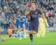  ?? REUTERS ?? Luis Suarez scored a brace for Barcelona against Espanyol.