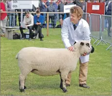  ?? 06_a26RHS14 ?? Janet Hill with her reserve female champion Hampshire Down.