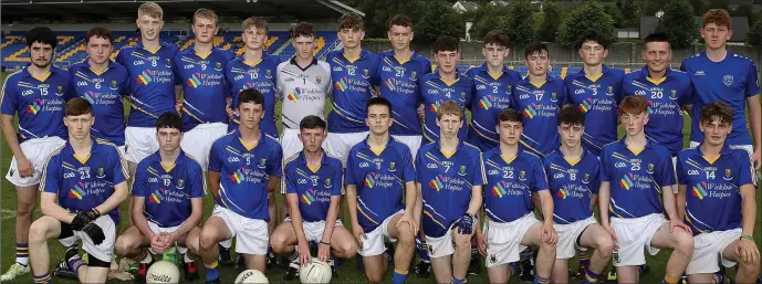  ??  ?? The Wicklow U-17 football squad prior to theirdefea­t to Wexford at Joule Park.