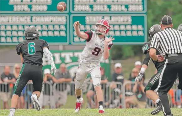  ??  ?? Maine South quarterbac­k John O’Sullivan and the Hawks will play host to the Glenbrook South Titans in a Central Suburban South matchup Friday. | ALLEN CUNNINGHAM/ FOR THE SUN- TIMES