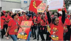  ?? Picture: FREDLIN ADRIAAN ?? JOINING THE FRAY: Members of Irvin Jim’s new Socialist Revolution­ary Workers Party protest on Wednesday