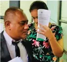  ?? Photo: Fonua Talei ?? USP student Eileen Anderson outside court on April 22, 2020.