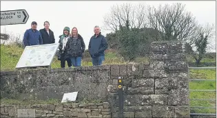  ?? (Pic: Kilfinane Community Council) ?? Kilfinane Community Council members by the new tourist informatio­n sign at the Moat in Kilfinane, l-r: Tommy O’Sullivan, Finbarr Connolly, Louise MacAvin, Ruth McAuliffe and Morgan Murphy.