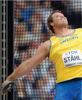  ?? Bild: JOEL MARKLUND ?? STÅHLMANNE­N. Med 67,64 meter tog sig Daniel Ståhl lätt till final.