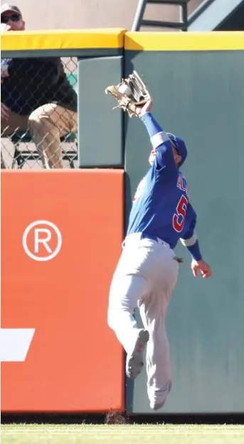  ?? AP ?? The Cubs’ Albert Almora Jr. is a + 6 in defensive runs saved, third among major- league center fielders.