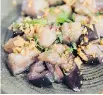  ??  ?? Aubergine salad: cubed and steamed, eggplant has a pleasantly firm and spongy texture.