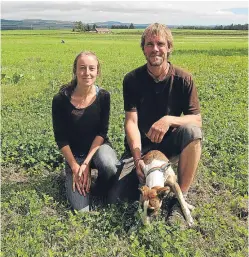  ??  ?? Rosy McLean and David Demjanovic with dog Luna.