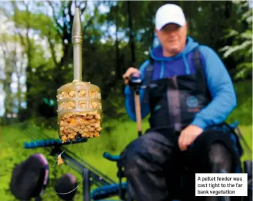  ??  ?? A pellet feeder was cast tight to the far bank vegetation