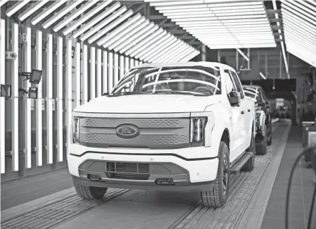  ?? PHOTOS PROVIDED BY FORD MOTOR CO. ?? The issue with the all-electric Ford F-150 Lightning is not safety-related, a Ford spokesman said.