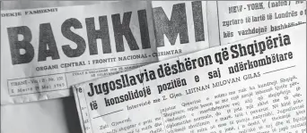  ??  ?? Faksimile e gazetës “Bashkimi” ku u botua intervista e Petro Markos me Milovan Gjilas