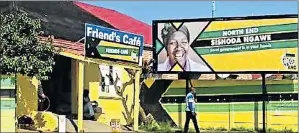  ??  ?? BEFORE: Friends Cafe in Harrower Road boasted ANC colours for months before the election