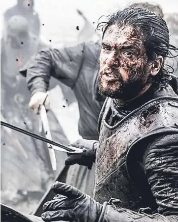  ?? FOTO: HBO ?? Kit Harington en Game of thrones, la tercera serie más vista.