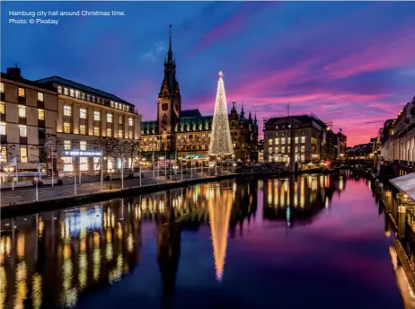  ??  ?? Hamburg city hall around Christmas time. Photo: © Pixabay