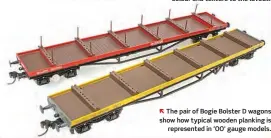  ??  ?? Ñ The pair of Bogie Bolster D wagons show how typical wooden planking is represente­d in ‘OO' gauge models.