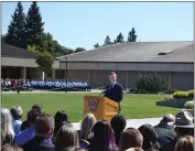  ?? ?? Gov. Gavin Newsom speaks at the California Highway Patrol's fallen officer ceremony at the CHP Academy Tuesday.
