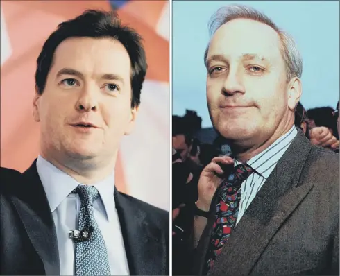  ??  ?? EMBARRASSI­NG PRECEDENT: George Osborne’s Tatton seat was infamously lost by former Tory MP Neil Hamilton, right, 20 years ago following a ‘cash for questions’ scandal.