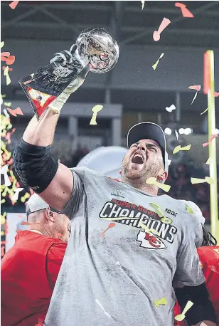  ?? TOM PENNINGTON GETTY IMAGES FILE PHOTO ?? Laurent Duvernay-Tardif helped the Kansas City Chiefs to a Super Bowl in February, then took the 2020 NFL season off while he worked as an orderly during the COVID-19 pandemic.