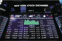  ?? DREW ANGERER / GETTY IMAGES ?? A monitor displays the day’s final numbers on the floor of the New York Stock Exchange on Tuesday. Since Nov. 8, the Dow has surged more than 8 percent and has posted 17 record closes as it continues to approach the 20,000 mark.