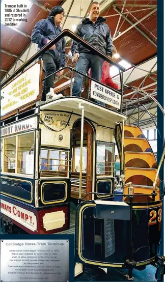  ?? ?? Tramcar built in 1885 at Shrubhill and restored in 2012 to working condition