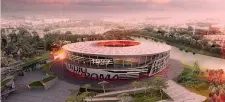  ??  ?? Il rendering del progetto dello stadio che la Roma vuole costruire