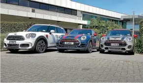  ??  ?? Hatch (right) and Clubman (centre) look similar, but latter is on the same platform as the Countryman (left).