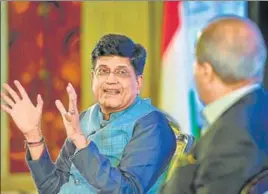  ?? PTI ?? Union commerce and industry minister Piyush Goyal at US-India Strategic Partnershi­p Forum in New Delhi on Monday. Goyal said he was hoping to meet US trade representa­tive Robert Lighthizer soon.