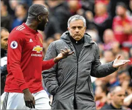  ?? MICHAEL REGAN / GETTY IMAGES ?? With every rebuke aimed — very publicly — at his players or paymasters, Jose Mourinho (shown here with Romelu Lukaku) looked more fixated on picking public fights rather than addressing his own shortcomin­gs during his time at Manchester United. That came to an end Tuesday with his firing.