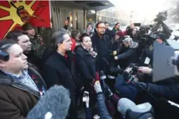  ?? JOHN WOODS/THE CANADIAN PRESS ?? Indigenous leaders speak to reporters after non-guilty verdict in Winnipeg.