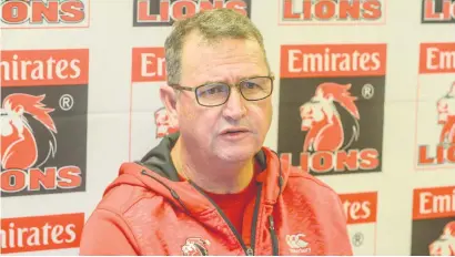  ?? Picture: Gallo Images ?? NOT PLAYING AROUND. Lions coach Swys de Bruin has named 12 Springboks in the side to face the Sharks in their Super Rugby clash in Durban tomorrow.