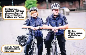  ??  ?? Sylvia Seiter und Markus Lange gehören zur neuen Fahrradsta­ffel der Verkehrsüb­erwachung.
Foto: Andreas Bretz