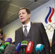  ?? AP PHOTO ?? Russian Olympic Committee president Alexander Zhukov is shown at a news conference in Moscow yesterday.
