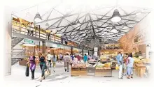  ??  ?? The 19,000-square-foot Trolley Barn Public Market, comprised of about three interconne­cted buildings, will feature a diverse mix of around 15 vendors.