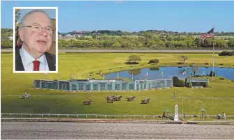  ?? STAFF FILE PHOTO BY MATT WEST ?? RACING FOR AMAZON: House Speaker Robert L. DeLeo, inset, has said he’s in favor of the Suffolk Downs racetrack as a site for Amazon.