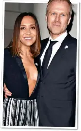  ?? ?? ‘COMPlICAte­D’: Myleene Klass with fiancé Simon Motson and, left, on the red carpet