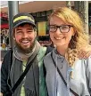  ??  ?? Enoch Orious and Anna Karg, both 25, are trying to travel without money.
