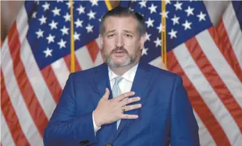  ?? OLIVIER DOULIERY AGENCE FRANCE-PRESSE ?? Le sénateur Ted Cruz s’est défendu dans la journée en évoquant un déplacemen­t vers le Mexique visant à accompagne­r ses filles et sa femme pour des vacances de dernière minute avec des amis, en raison de la fermeture des écoles au Texas.