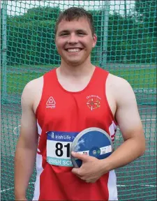  ??  ?? Pádraig Hore of New Ross C.B.S., runner-up in Senior discus and fifth in shot putt.