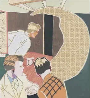  ??  ?? Steven Campbell’s work on display at Tramway, Glasgow, main; Thoughts of a Vegetarian
top and Study for Frottage of the Void,
above, both by Campbell;
Self Portrait,
1963, by Alexander Moffat, top right; George Mackay Brown, 1980, far right,...