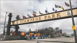  ?? CP PHOTO JEFF MCINTOSH ?? The Calgary Stampede park is shown in Calgary, Alta., Thursday, April 23, 2020. The Calgary Stampede was one of many events cancelled this year due to COVID19.