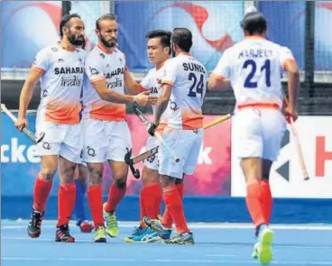  ?? GETTY IMAGES ?? India beat Canada 30 to top pool B. They now face archrivals Pakistan on Sunday.