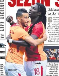  ??  ?? Gomis, Konya maçında taraftarla yaşadığı gol sevincini “İşte Galatasara­y” diyerek sosyal medyada paylaştı.