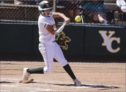  ??  ?? Imperial High graduate Andrea Sotelo competes for the Yavapai College Roughrider­s. Sotelo recently signed a letter of intent to continue her softball career at the University of Nebraska, Omaha. PHOTO COURTESY OF ANDREA SOTELO