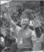  ?? NWA Democrat-Gazette/J.T. WAMPLER ?? A fan cheers for Arkansas in the final minutes of Friday’s victory. The Razorbacks won their third consecutiv­e first-round game.