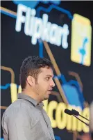  ??  ?? This file photo taken on October 30, 2015 shows Chief Operating Officer and Co-Founder of Flipkart Binny Bansal speaking during the launch of Flipkart’s Largest Fulfillmen­t Centre on the outskirts of Hyderabad. —AFP